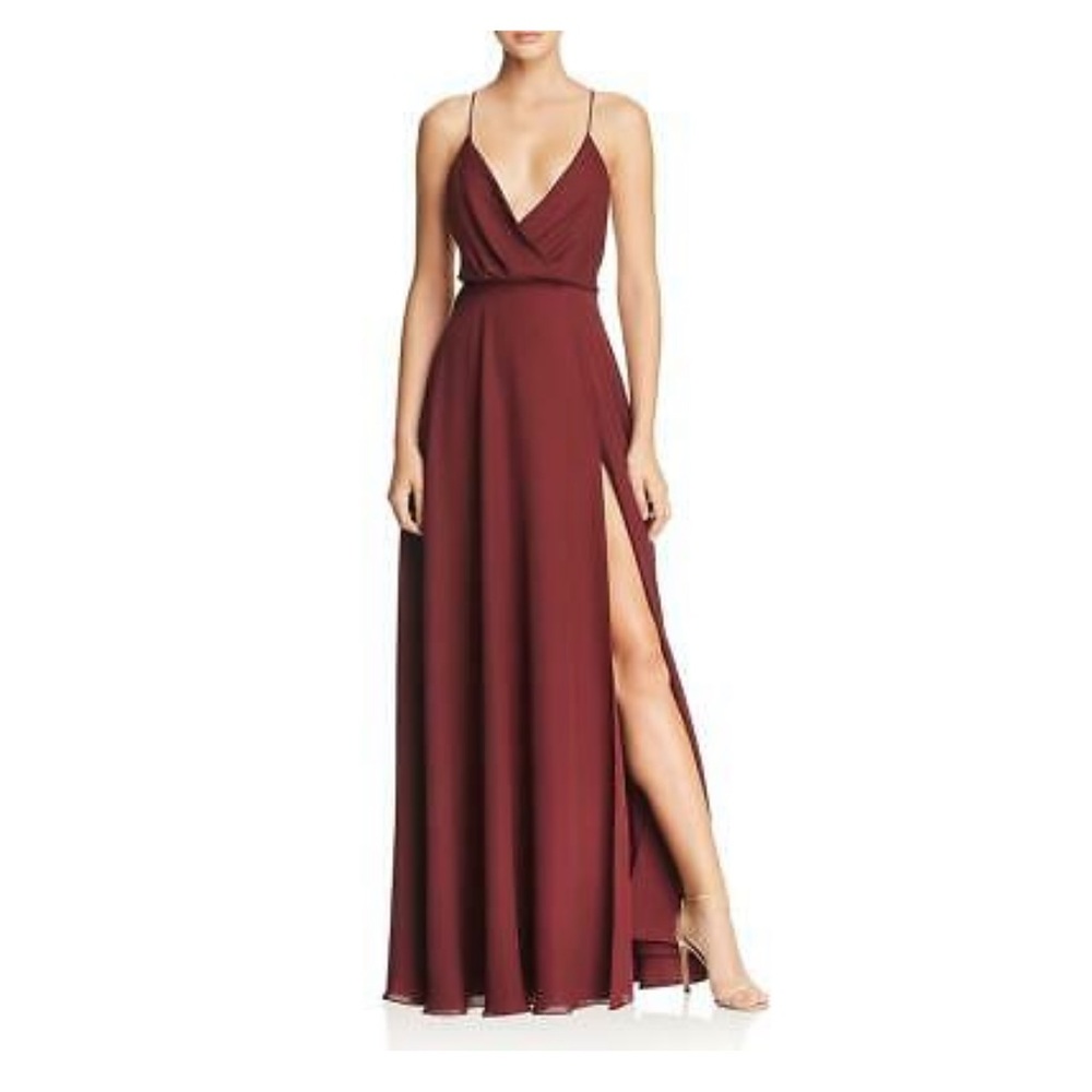 Fame and Partners Ireland Faux Wrap Sleeveless Evening Dress